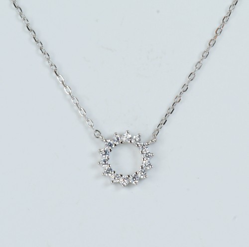 Sterling Silver/CZ Open Circle Pendant and Chain